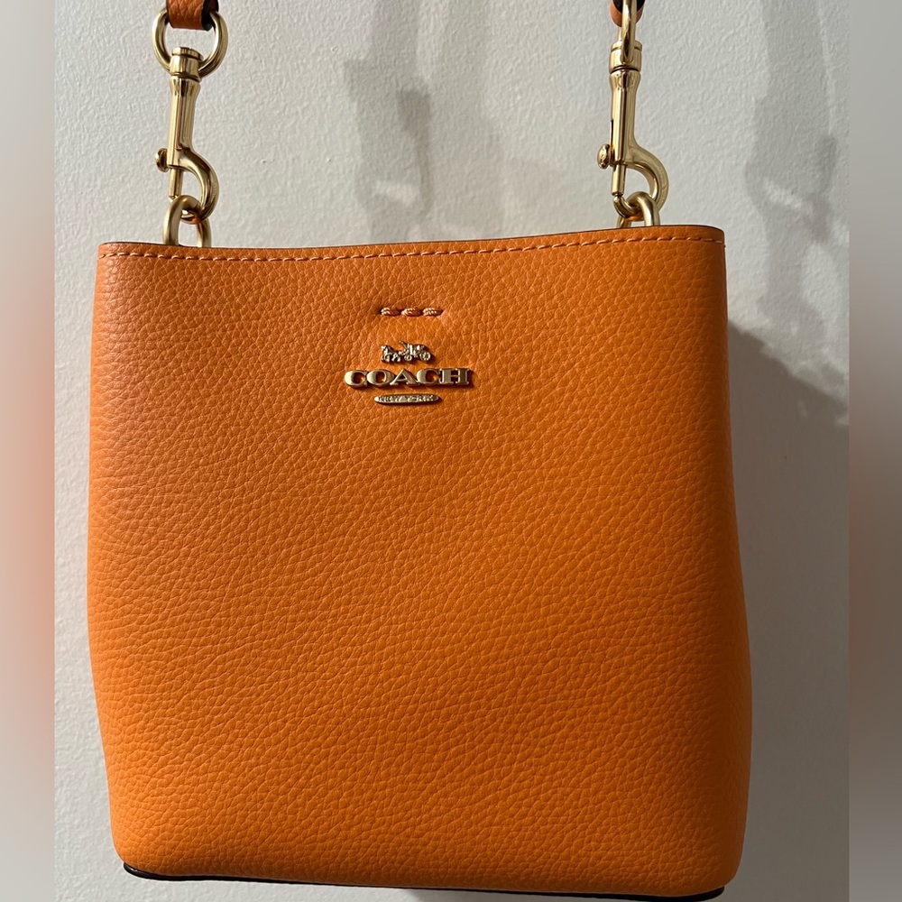 Coach Mini Town Crossbody Bucket Bag. Candied Orange.